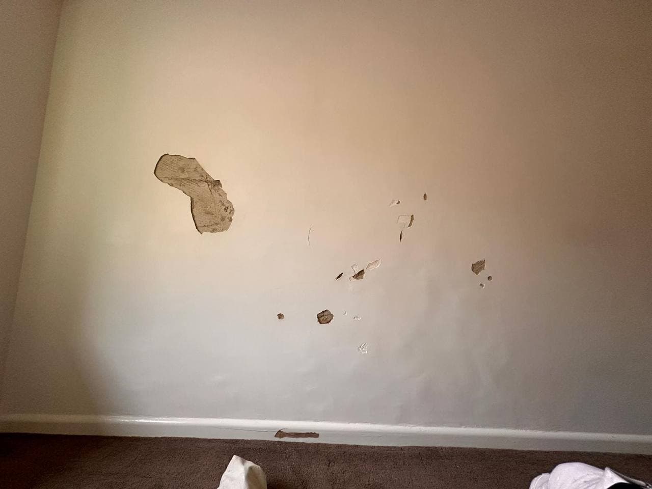 Water Damage Wall Repair before